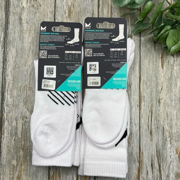 Active Performance Crew Socks Ventilated Heat Release Unisex 2, 2-Packs Size L - Picture 2 of 9